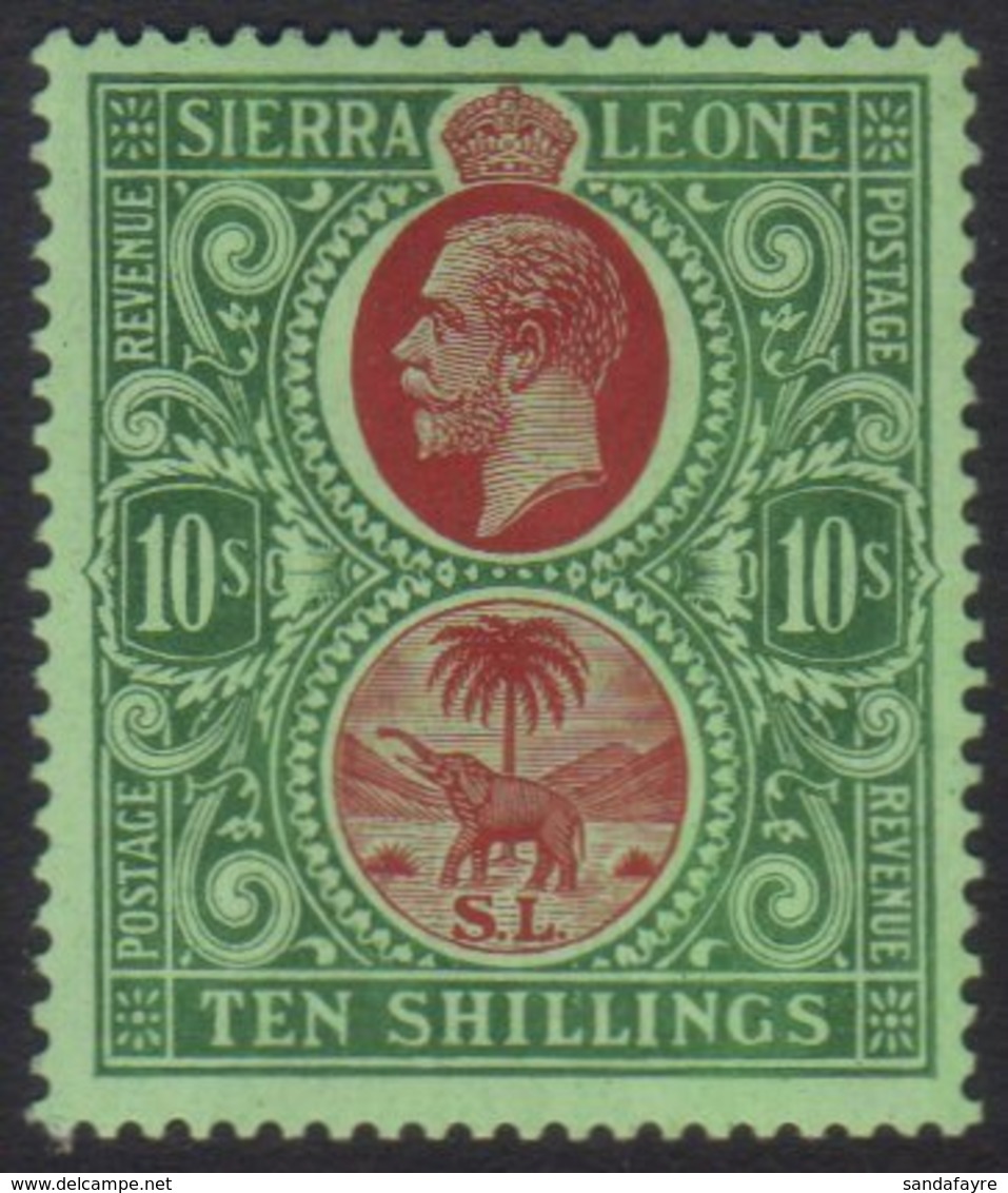 1921 10s Red And Green On Green, Wmk Script CA, SG 146, Very Fine Mint. For More Images, Please Visit Http://www.sandafa - Sierra Leona (...-1960)