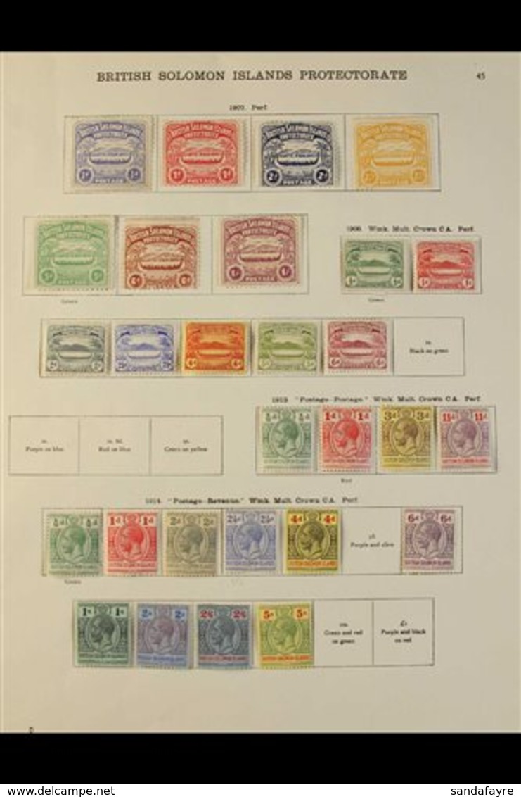 1907-1935 ALL DIFFERENT MINT COLLECTION Presented On A Double Sided Album Page. Includes 1907 Set (5d, 6d & 1s Without G - Islas Salomón (...-1978)