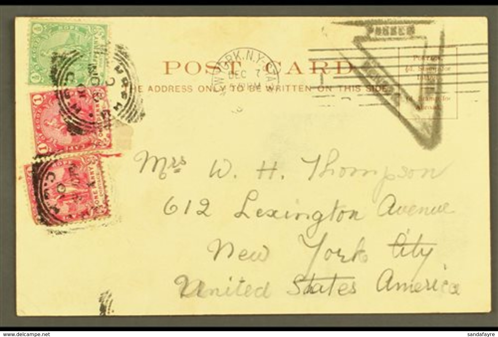CAPE OF GOOD HOPE 1901 Postcard (picture Of Parliament Hose, Cape Town) To USA, Cape Squared Circle 8.11.01 Pmk, Triangu - Unclassified