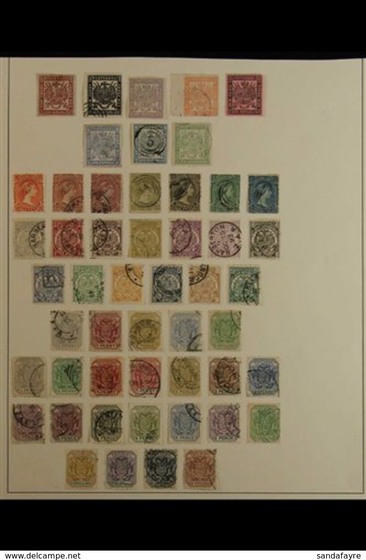 TRANSVAAL 1870-1909 ALL DIFFERENT COLLECTION On Old Pages. With 1870-1883 Coat Of Arms Imperf 1d Unused And 6d Used, Rou - Unclassified