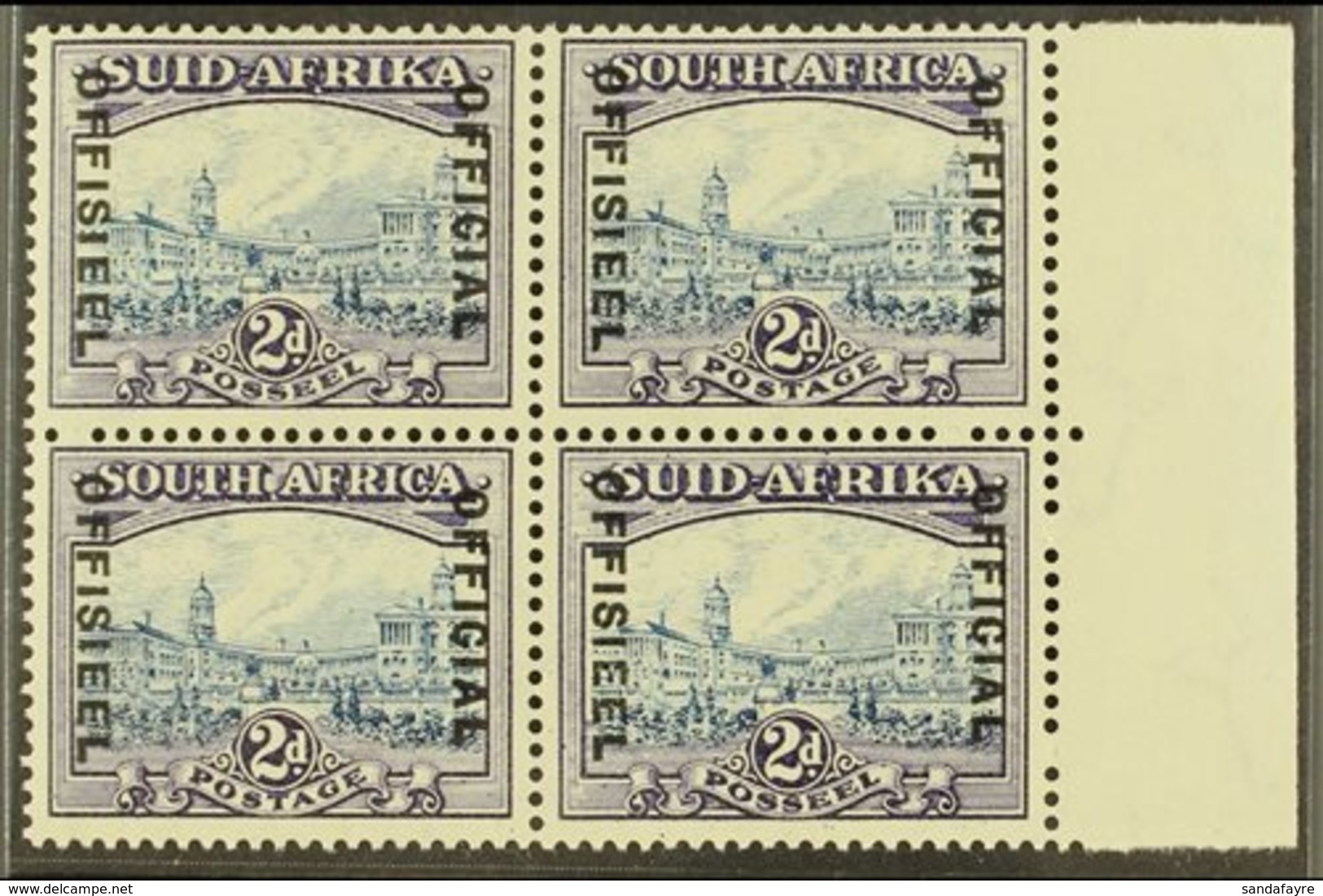 OFFICIAL 1939 2d Blue And Violet (20mm Between Lines Of Overprint), SG O23, Right Marginal BLOCK OF FOUR Very Fine Mint  - Sin Clasificación