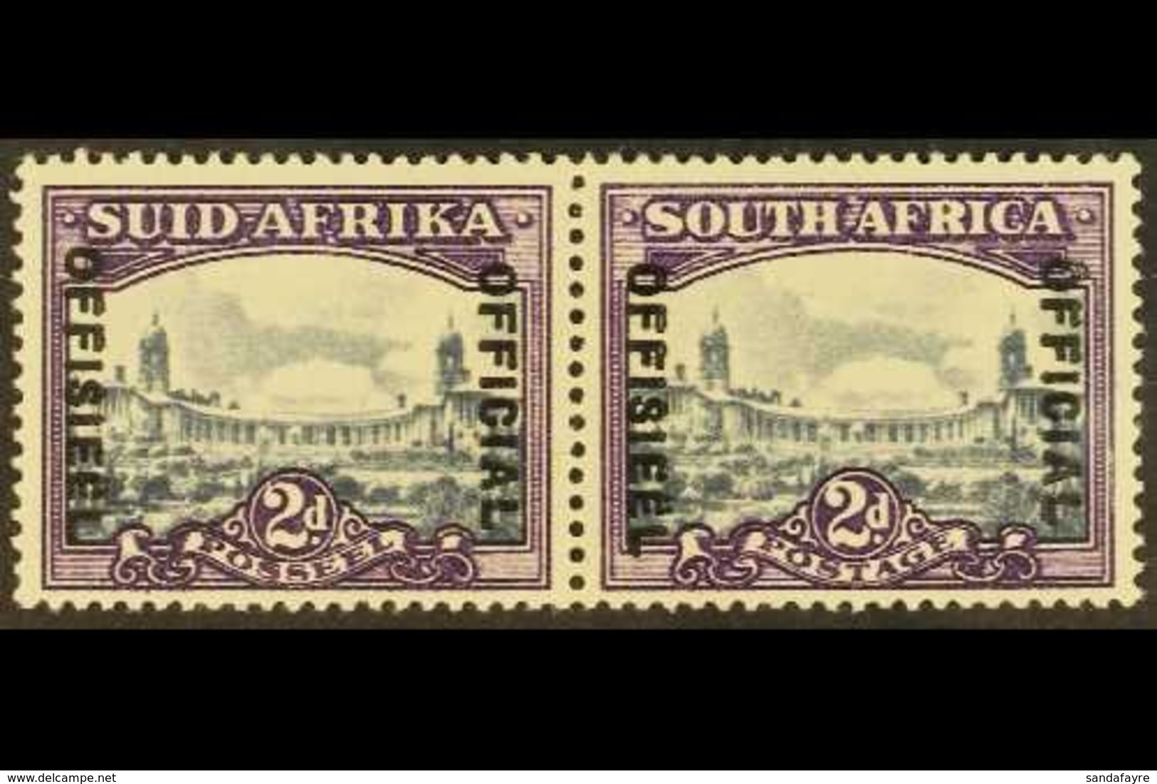 OFFICIAL 1947-49 2d Slate And Deep Lilac With DIAERESIS Over Second "E" Of "OFFISIEEL", SG O36a, Horizontal Pair Very Fi - Unclassified