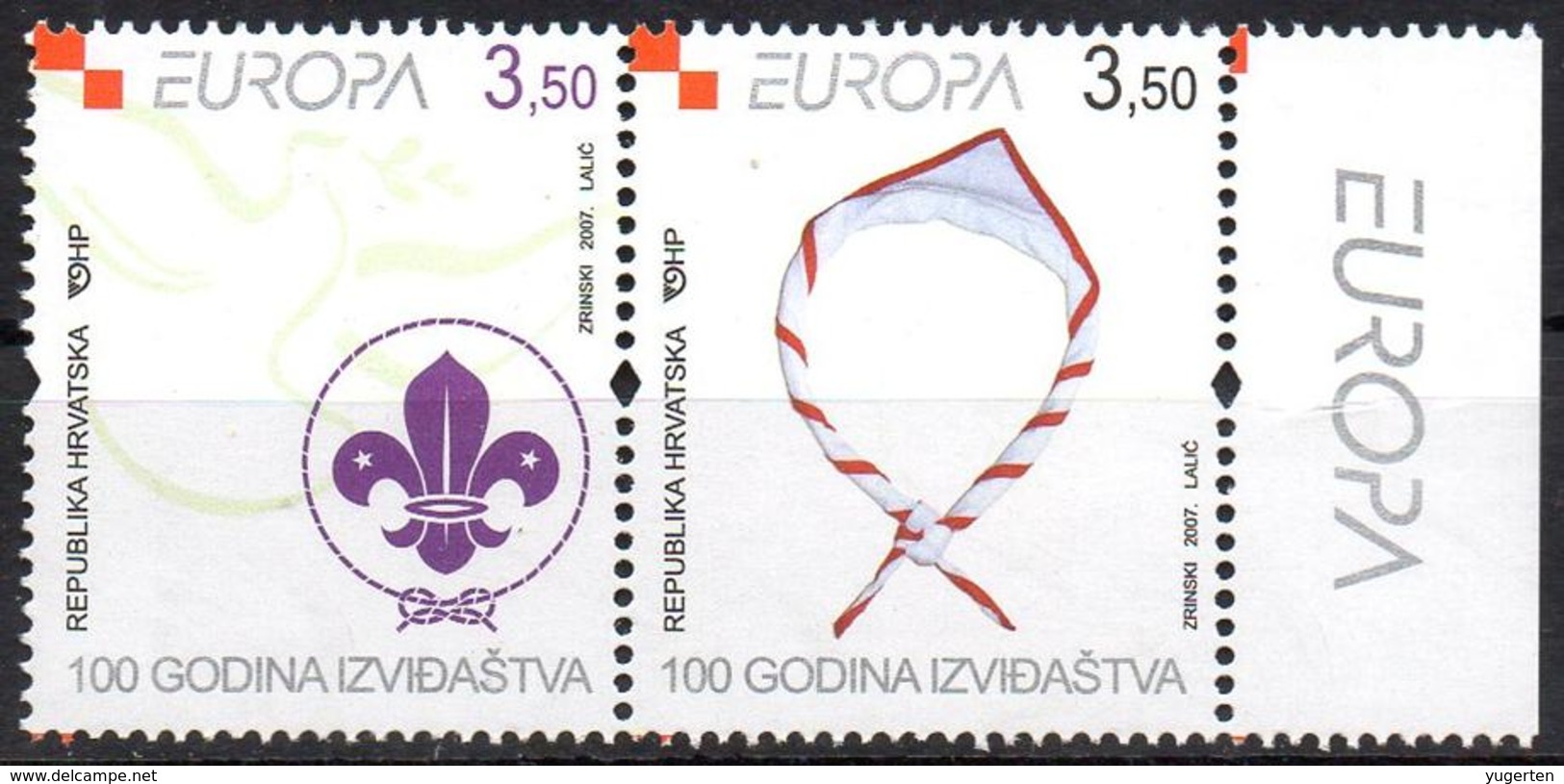 CROATIA 2007 - 2v - MNH - Set In Pair - Scouts - Scout Movement - Scouting - Europa - Unused Stamps