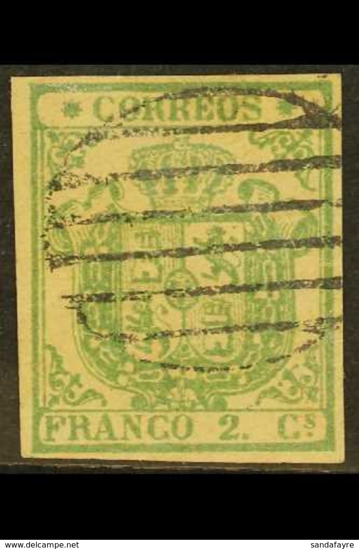 1854 2c Green Arms, Imperf On Thin Paper, SG 32 Or Michel 24w, Very Fine Used With Four Margins And Barred Cancel. For M - Autres & Non Classés