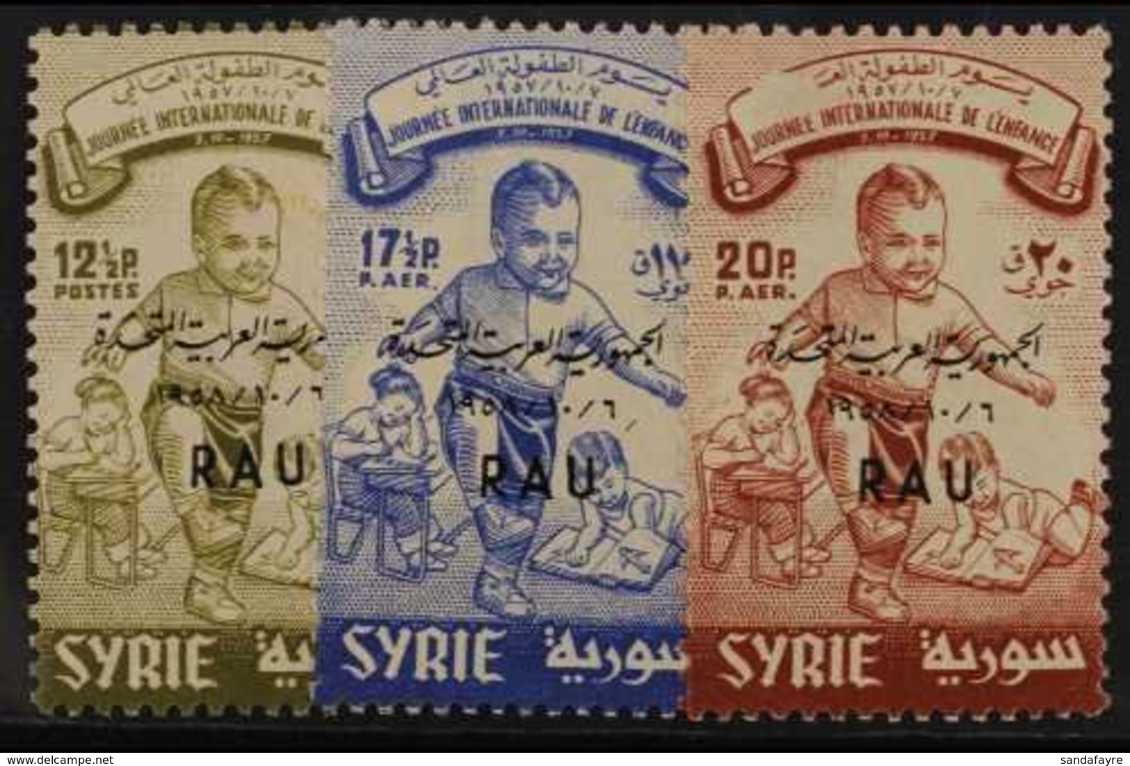 1958 International Children's Day Set, SG 670a/c, Very Fine Never Hinged Mint. (3 Stamps) For More Images, Please Visit  - Syria