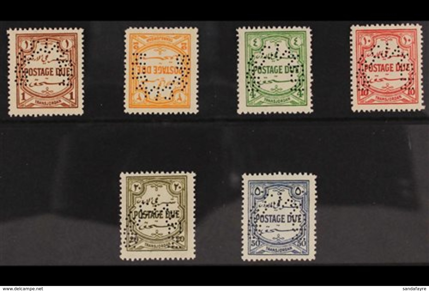 POSTAGE DUE 1929 Complete Set Perf "SPECIMEN", SG D189s/94s, Very Fine Mint. (6 Stamps) For More Images, Please Visit Ht - Jordania