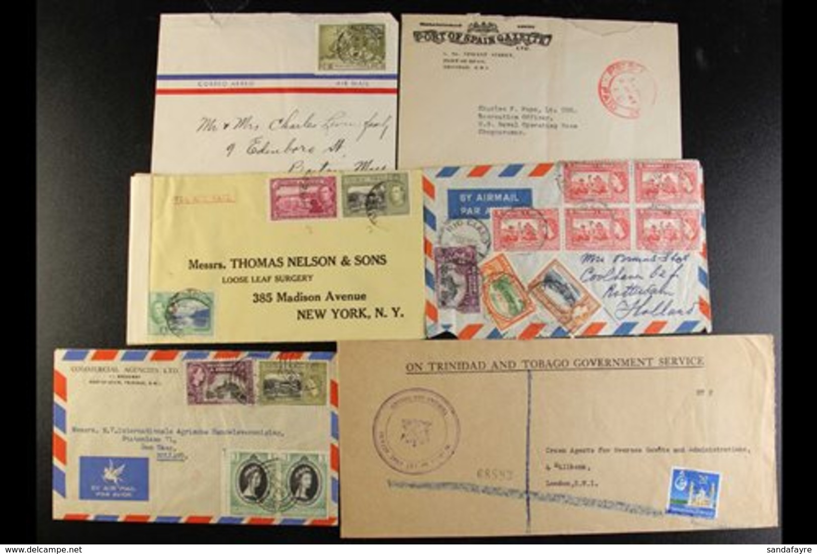 POSTAL HISTORY ACCUMULATION Majority Is Commercial Mail From KGVI / Early QEII Period, We Note 1942 Censored Cover To Ne - Trinidad Y Tobago