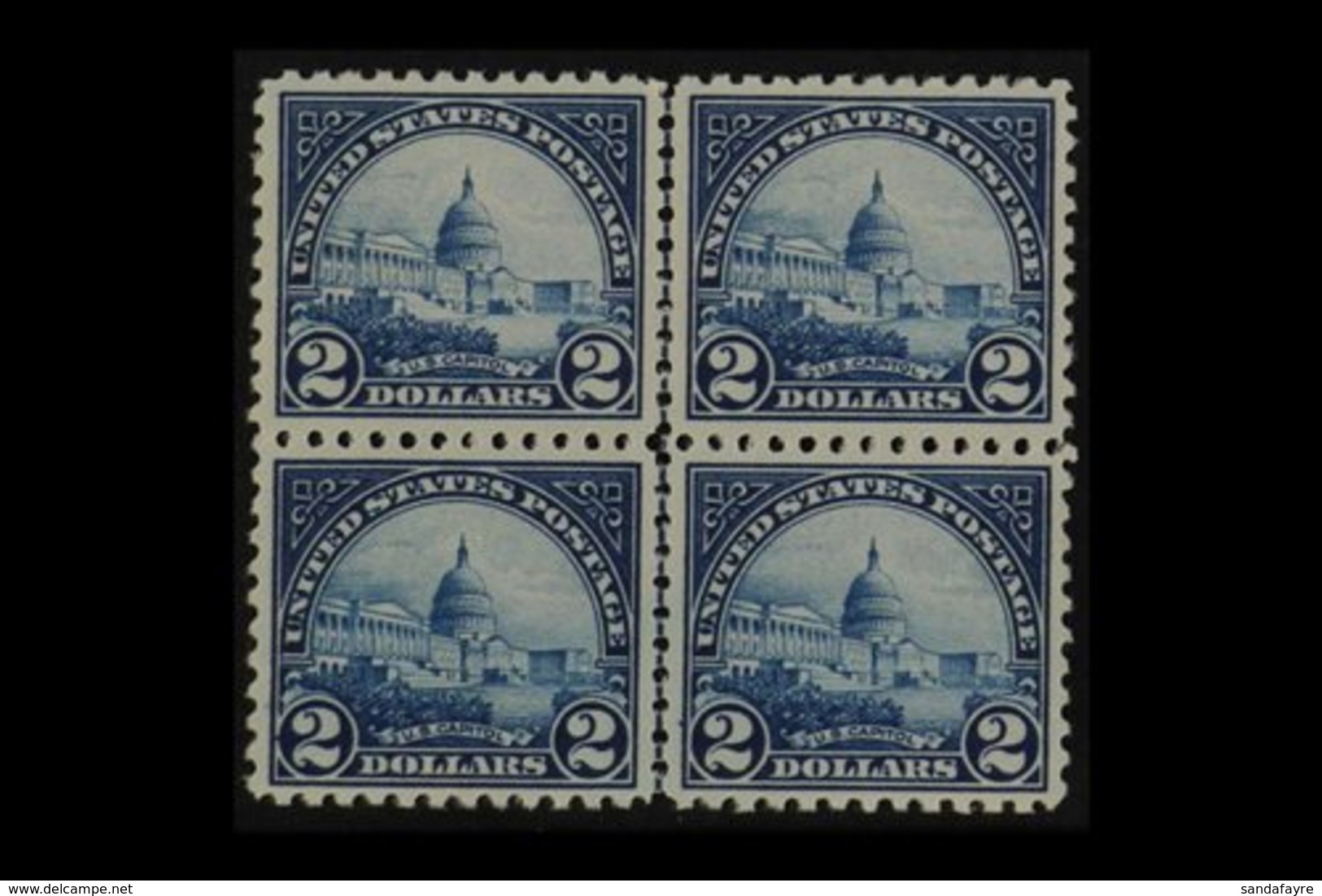 1922-25 $2 Deep Blue Scott 572 (SG 580), Never Hinged Mint CENTRE LINE BLOCK OF FOUR. Superb (block 4) For More Images,  - Other & Unclassified