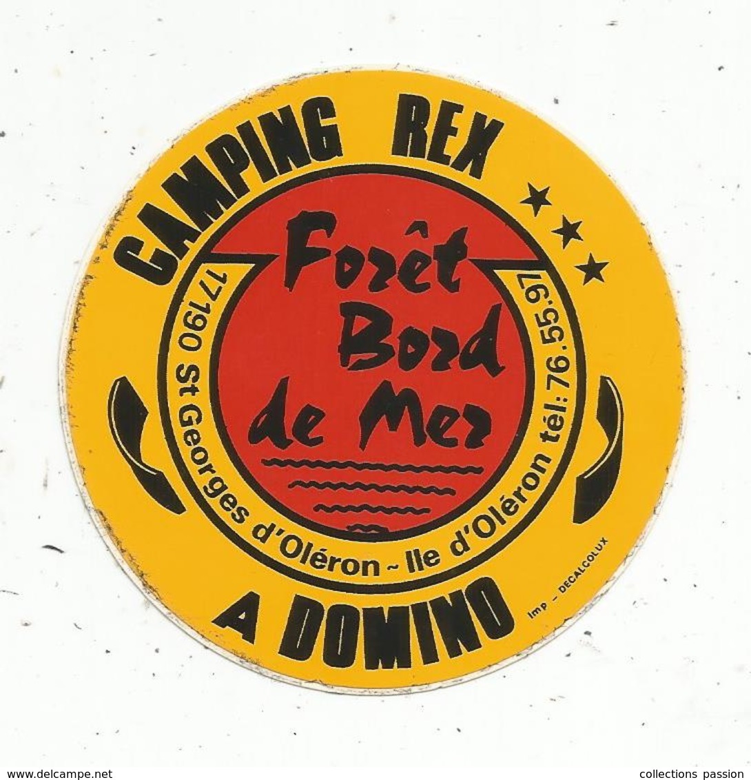 Autocollant , CAMPING REX , Domino,  SAINT GEORGES D'OLERON ,forêt , Bord De Mer - Stickers