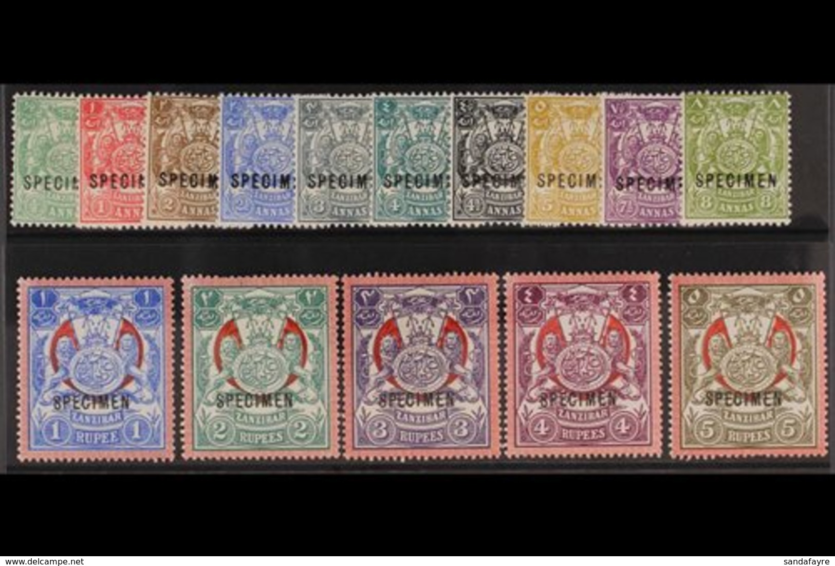1904 Monogram Set Complete Overprinted "Specimen", SG 210s/224s, Very Fine Mint. (15 Stamps) For More Images, Please Vis - Zanzibar (...-1963)