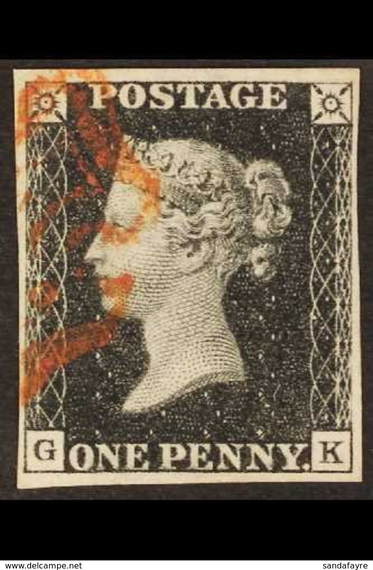 1840 1d Black 'GK' Plate 3, SG 2, Used With 4 Margins And Red MC Cancellation. For More Images, Please Visit Http://www. - Sin Clasificación