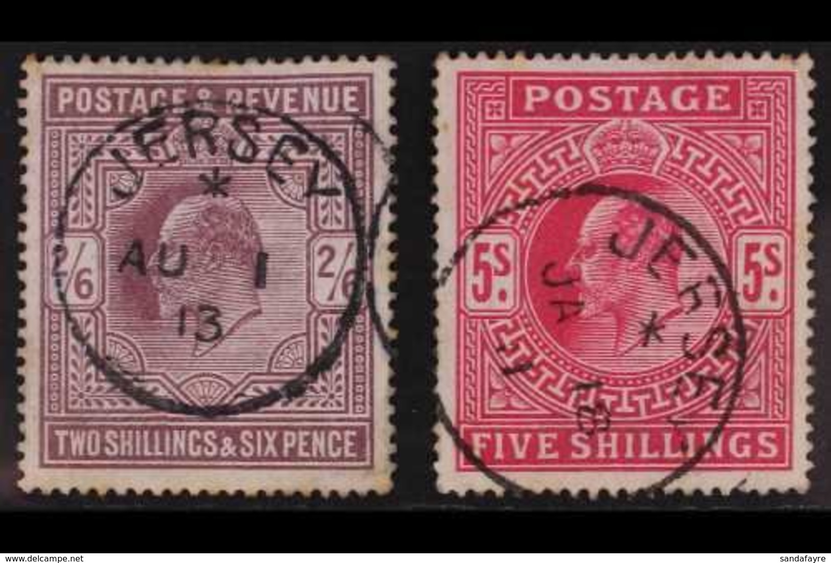 1911-13 2s6d & 5s Values (SG 316, 318) With Matching Jersey Cds's, Some Mild Tone Spots But A Striking Pairing, Cat £380 - Unclassified