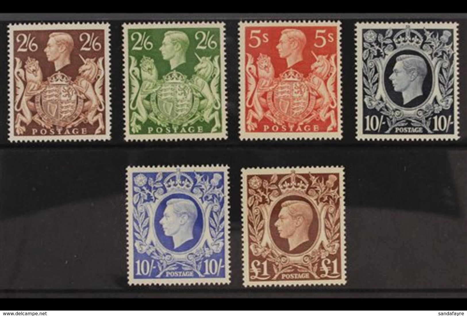 1939-48 Arms High Values Definitives Complete Set, SG 476/78c, Very Fine Mint, Fresh. (6 Stamps) For More Images, Please - Unclassified