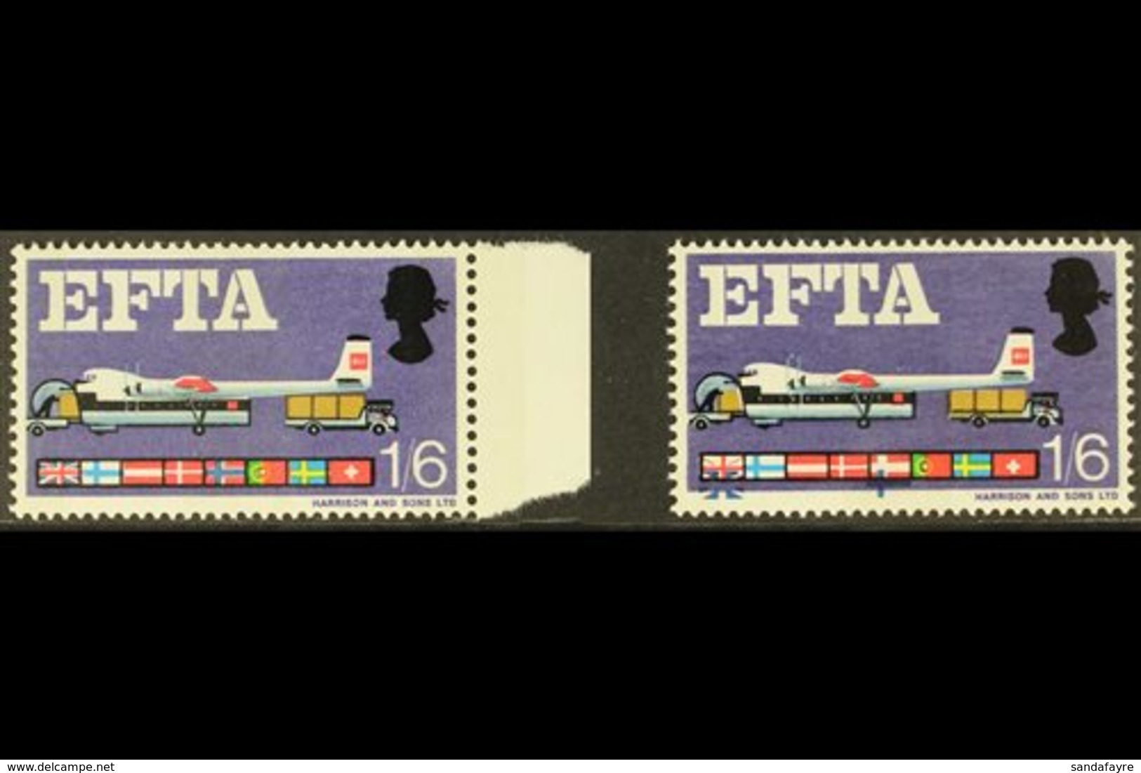 1967 COLOUR SHIFT VARIETY To The 1s6d EFTA "Air Freight" Stamp, SG 716, With A Striking DOWNWARD SHIFT TO THE DEEP BLUE  - Autres & Non Classés