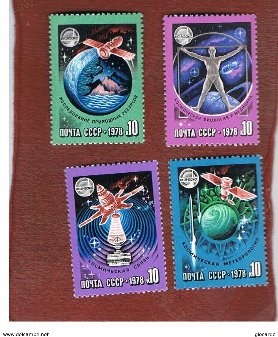 URSS -  YV. 4487.4490  -  1978   SPACE RESEARCH    (COMPLET SET OF 4)   - MINT** - Nuovi