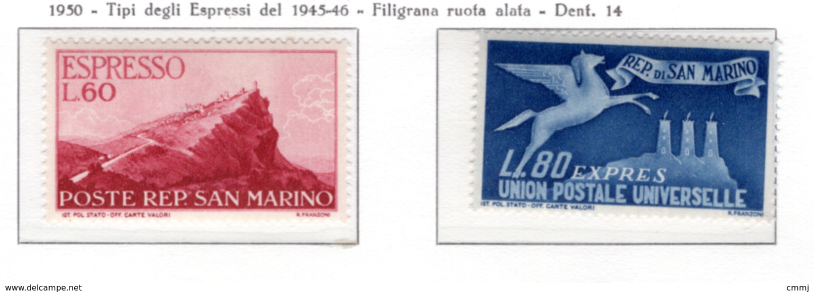 1950 - SAINT-MARIN - SAN MARINO - Catg. Unif. EX 21/22 - NH - (SM2017.28...) - Francobolli Per Espresso