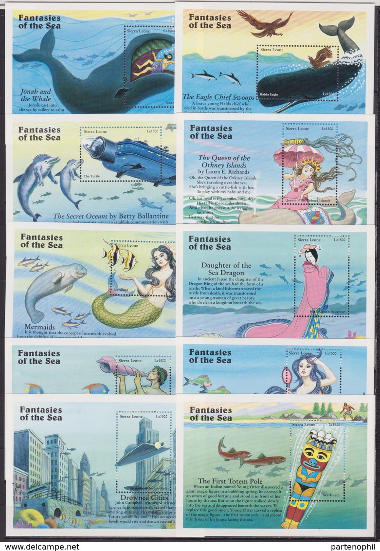 Sierra Leone 1996 Fantasies Of The Sea, 39 Souvenir Sheet Set - Sierra Leone (1961-...)