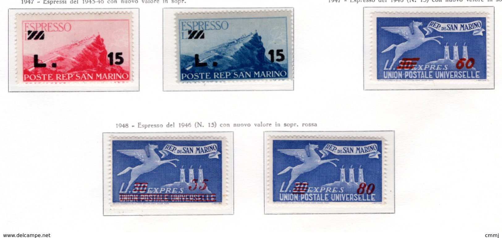 1947/48 - SAINT-MARIN - SAN MARINO - Catg. Unif. EX 16/20 - NH - (SM2017.28...) - Express Letter Stamps