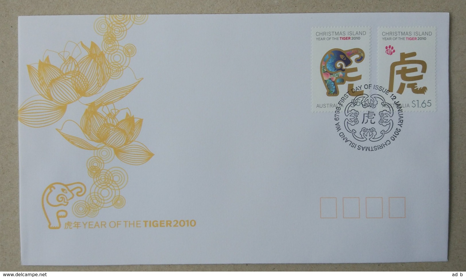 Christmas Island (Australia) 2010. Year Of The Tiger. Set Of 3 FDCs (stamp Set, Miniature Sheet, Sheetlet) - Anno Nuovo Cinese
