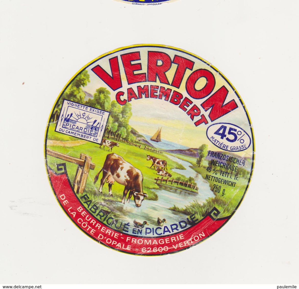 ETIQUETTE DE CAMEMBERT  DE VERTON 62600 - Fromage