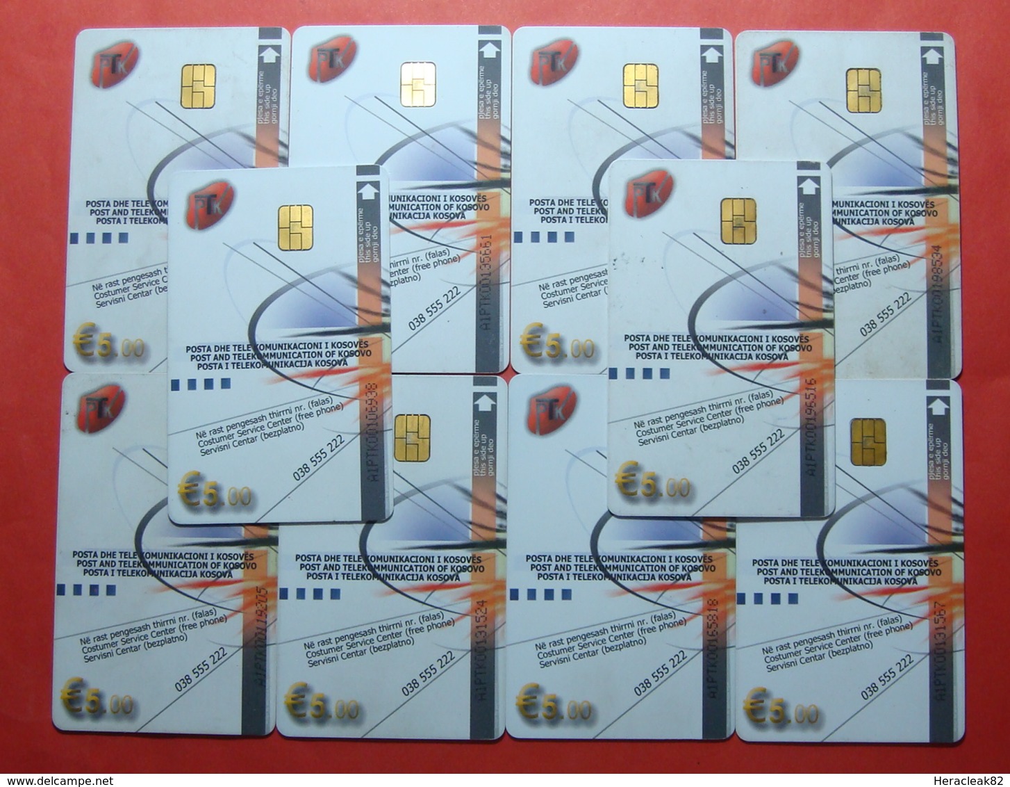 Series 001, Kosovo Lot Of 10 Chip Phone CARD 5 EURO Used Operator VALA900 (Alcatel) *Turkish National Instr* - Kosovo