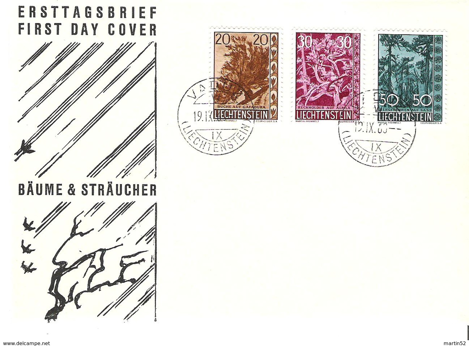 Liechtenstein 1960: Bäume Arbres Trees Zu 345-347 Mi 399-401 FDC Mit O VADUZ 19.IX.60 (Zumstein CHF 120.00) - FDC