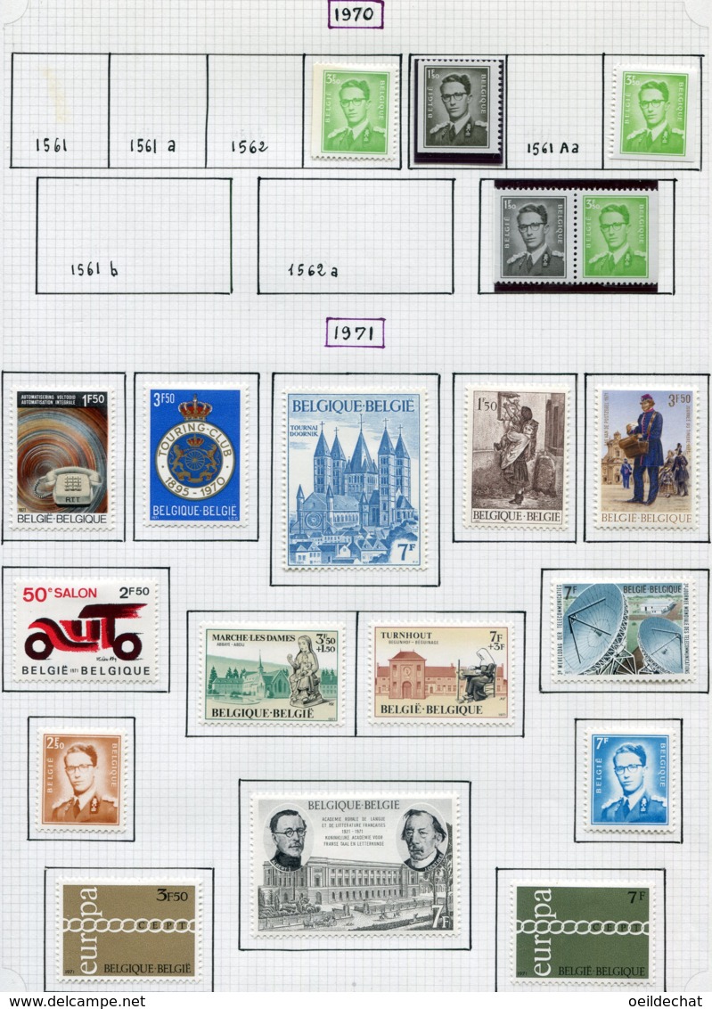 13757 BELGIQUE Collection Vendue Par Page N° 1561Aa, 1563/3A, 1561c, 1567-1579 **/ *   1970-71  TB/TTB - Unused Stamps