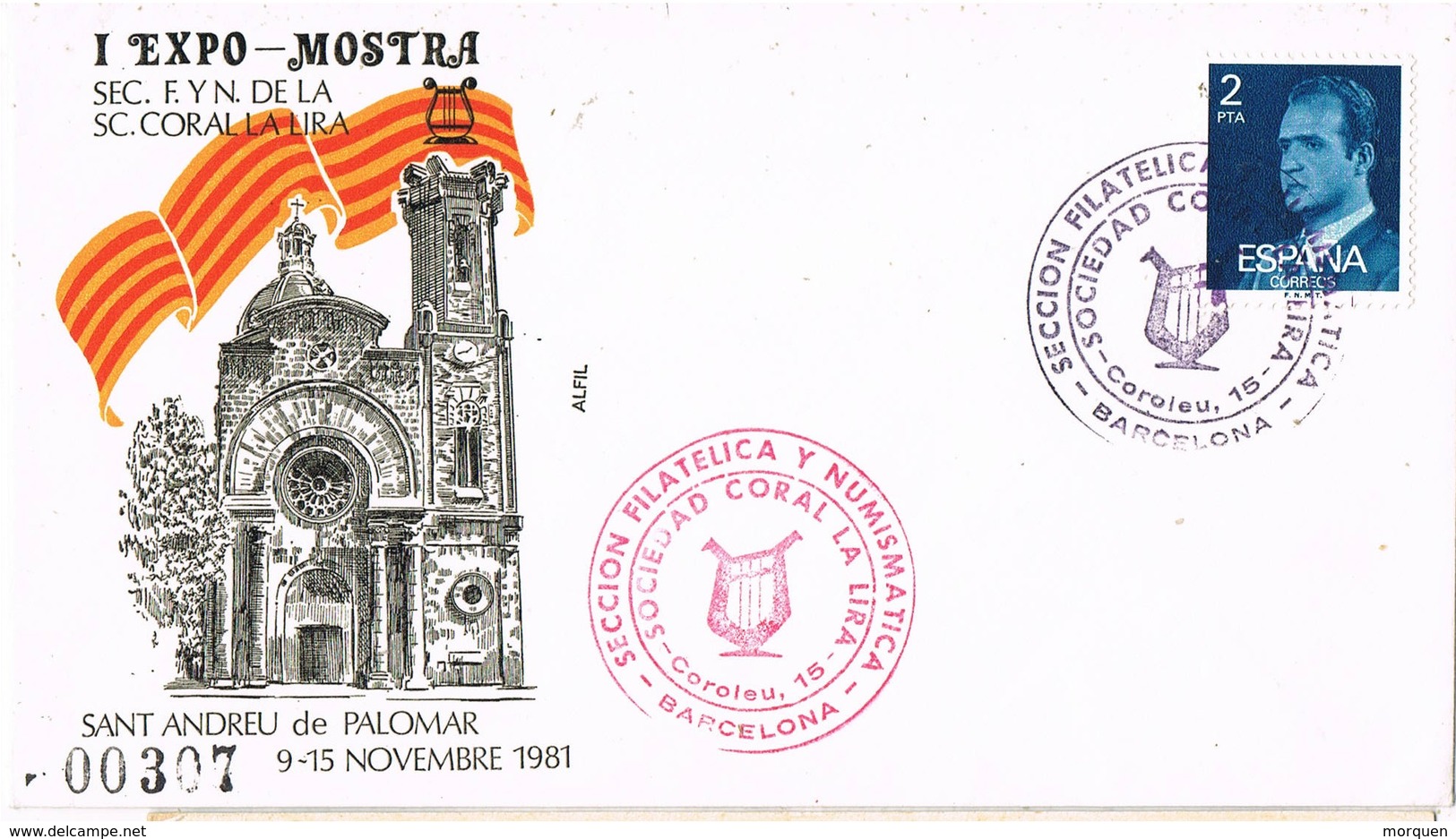 33440. Carta Exposicion BARCELONA 1981. Sant Andreu Del Palomar. Sociedad Coral LA LIRA - Cartas & Documentos
