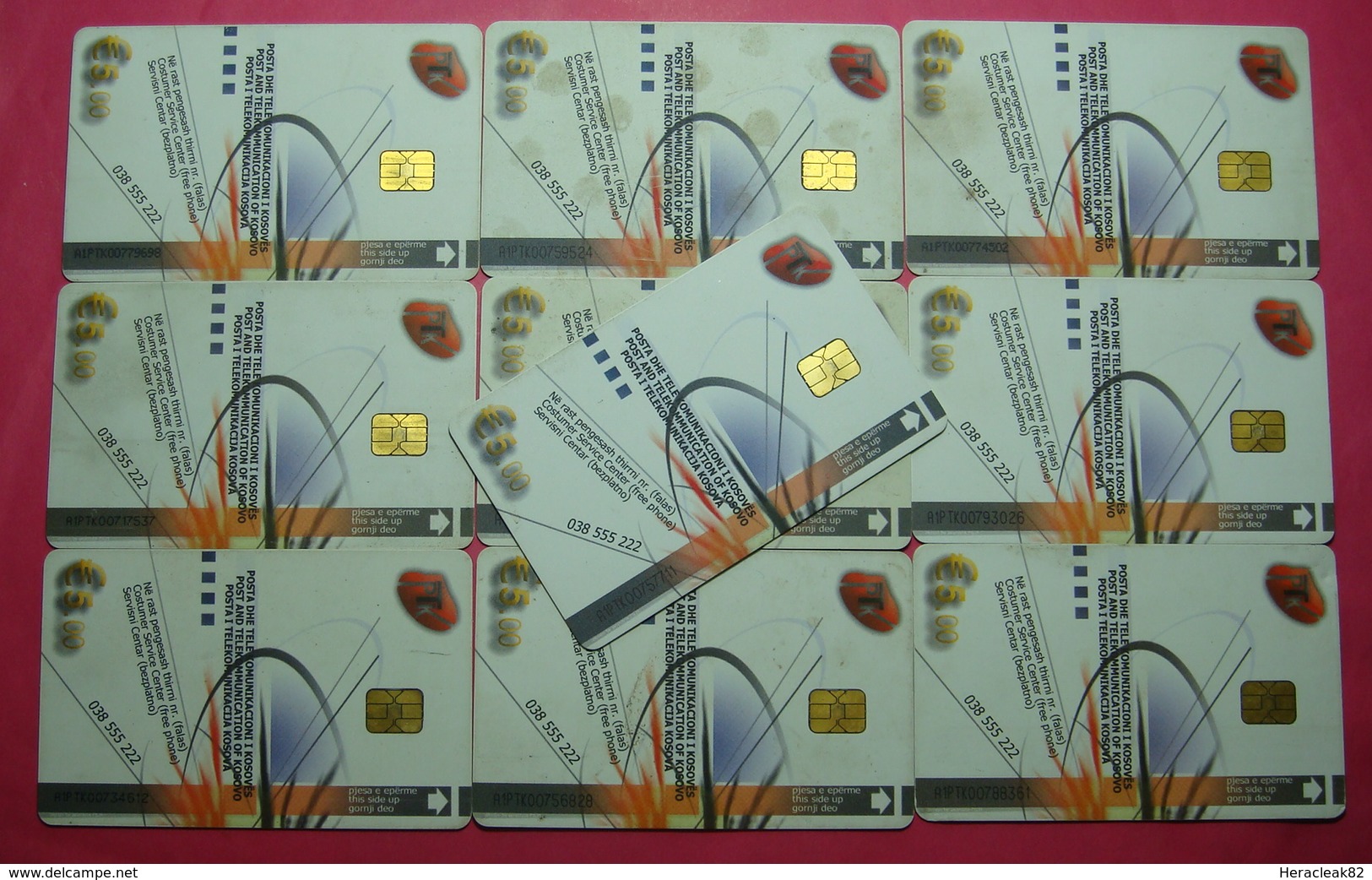 Series 007, Kosovo Lot Of 10 Chip Phone CARD 5 EURO Used Operator VALA900 (Alcatel) *Turkish National Instr* - Kosovo