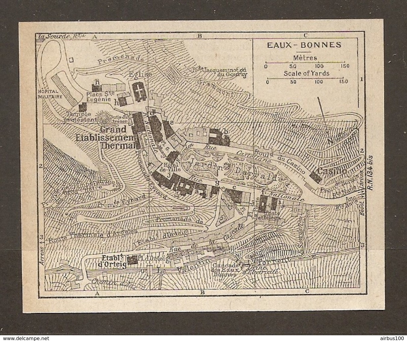 CARTE PLAN 1928 - EAUX BONNES - Ets THERMAL CASINO Ets D'ORBEIG HOPITAL MILITAIRE - Topographical Maps