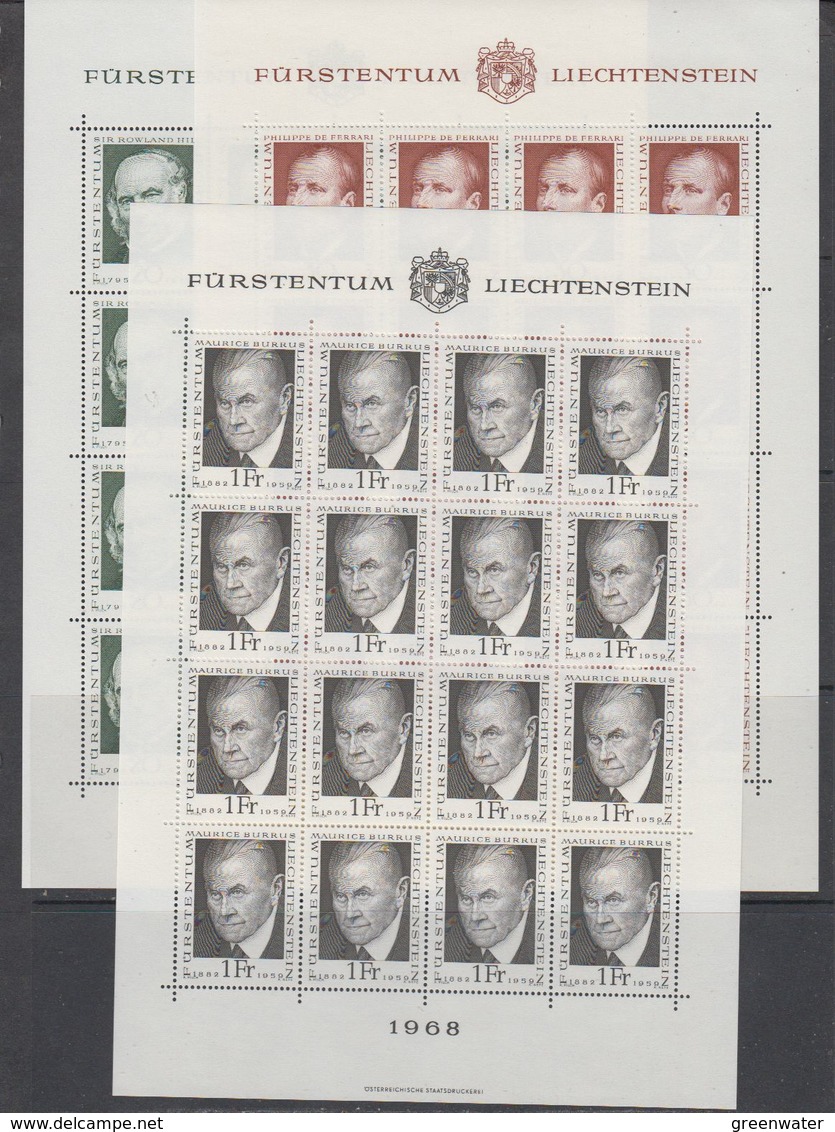 Liechtenstein 1968 Pioniere Der Philatelie 3v Sheetlets ** Mnh (f7903) - Ongebruikt