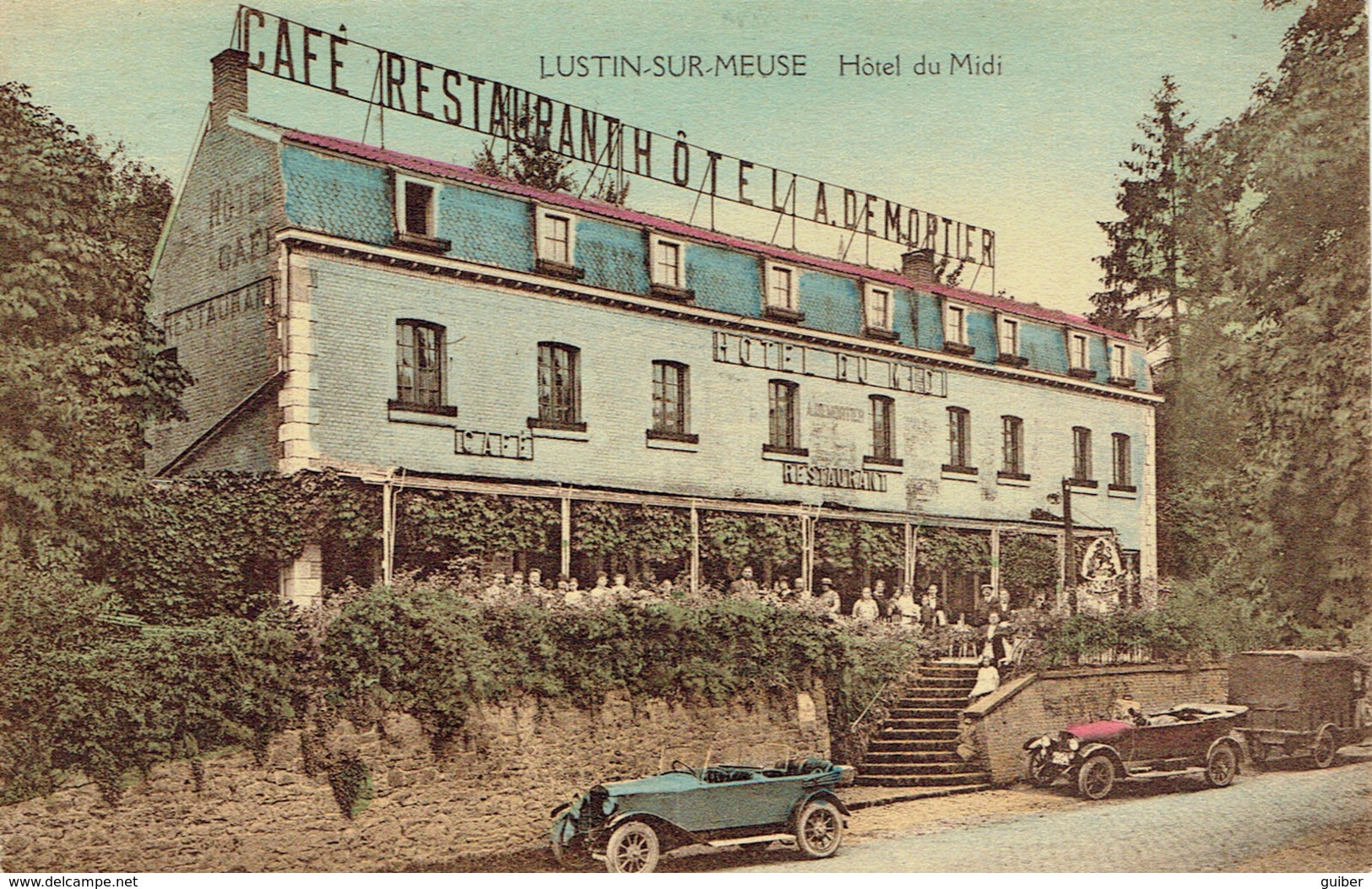 Profondeville Lustin Sur Meuse Café Restaurant Hotel Du Midi Oldtimer Edit. Demortier Couleur - Profondeville