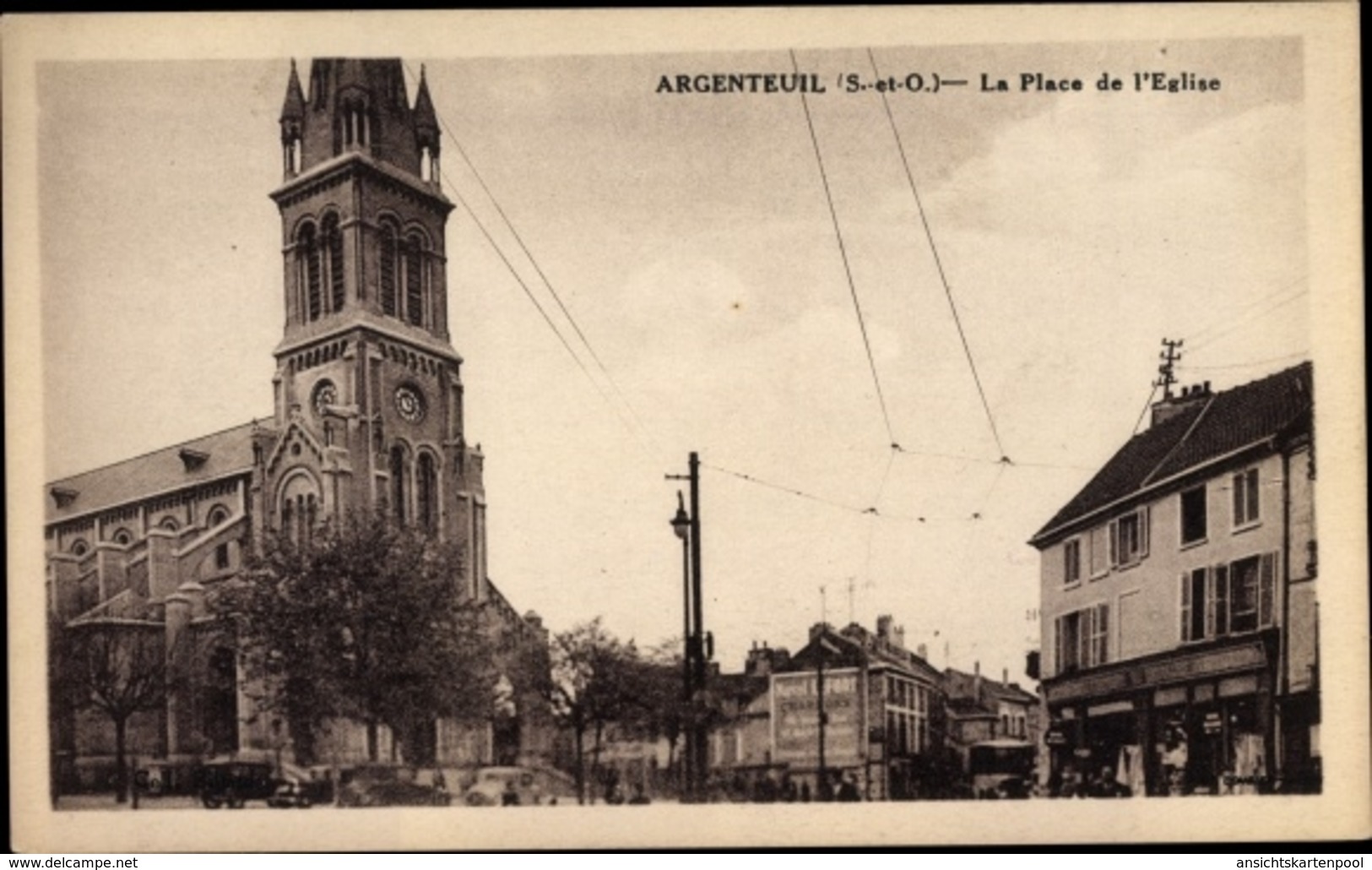 Cp Argenteuil Val D'Oise, La Place De L'Eglise - Autres & Non Classés