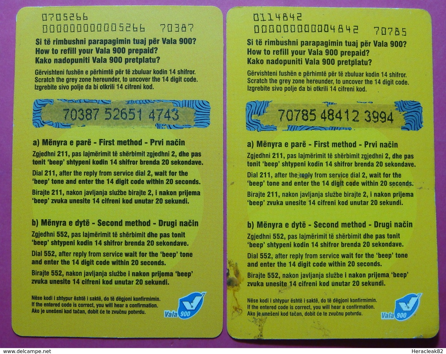 Series 7, Kosovo Lot Of 2 Prepaid Phone CARD 5 EURO Used Operator VALA900 (Alcatel) *Girl & Boy Mobiling* - Kosovo