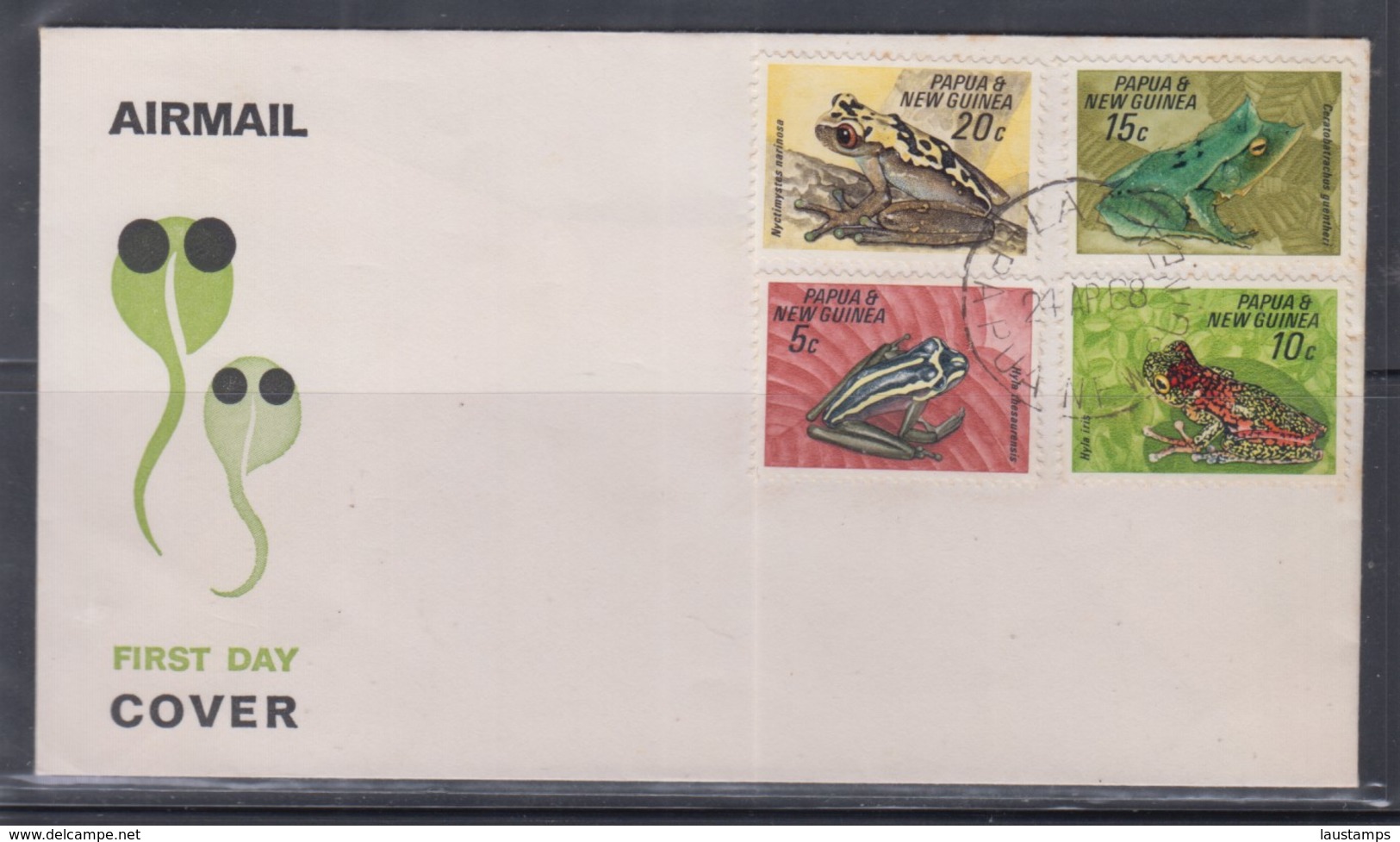 Papua New Guinea 1968 Frogs FDC(LAE Cancellation) - Papua Nuova Guinea