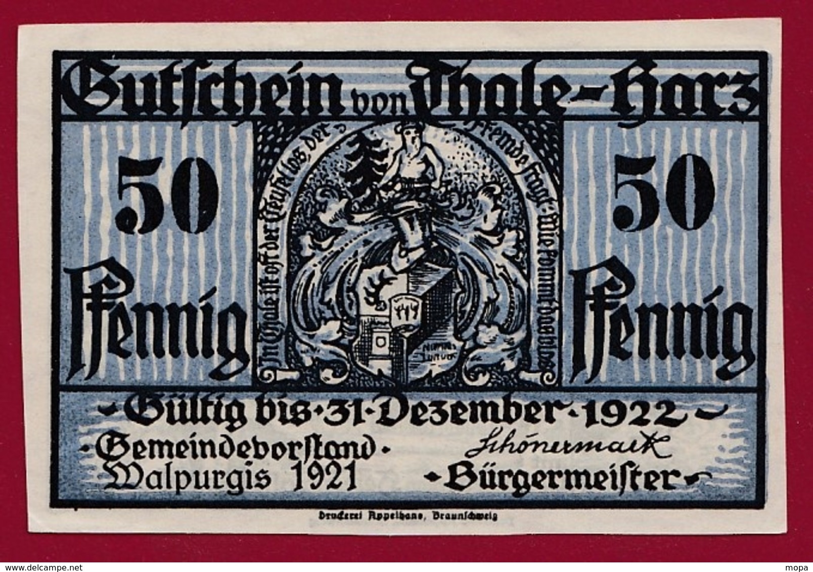 Allemagne 1 Notgeld 50 Pfennig Stadt Thale-Hartz   (RARE) Dans L 'état N °4231 - Collections