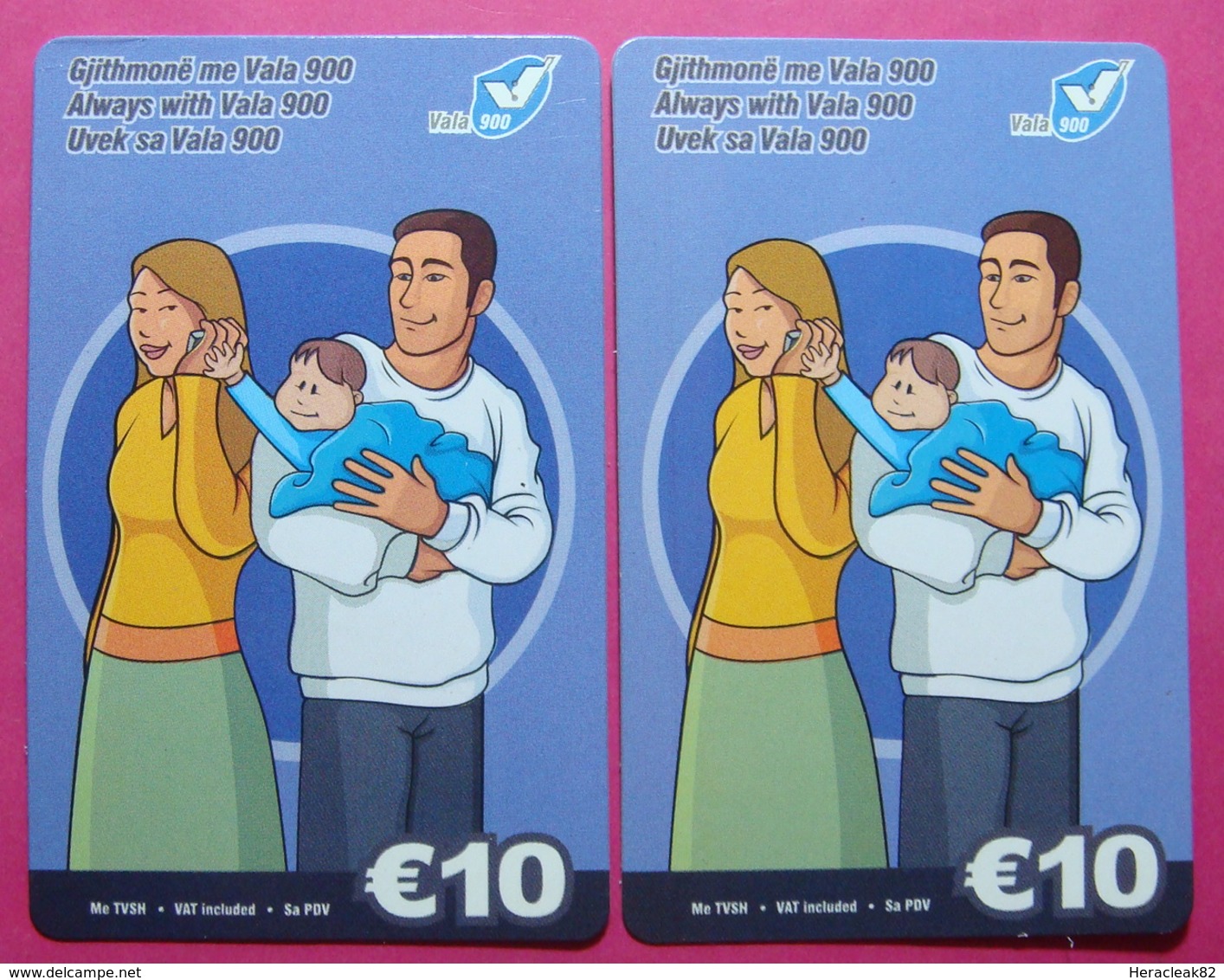 Series 59, Kosovo Lot Of 2 Prepaid Phone CARD 10 Euro Used Operator VALA900 (Alcatel) *Family Mobiling* - Kosovo