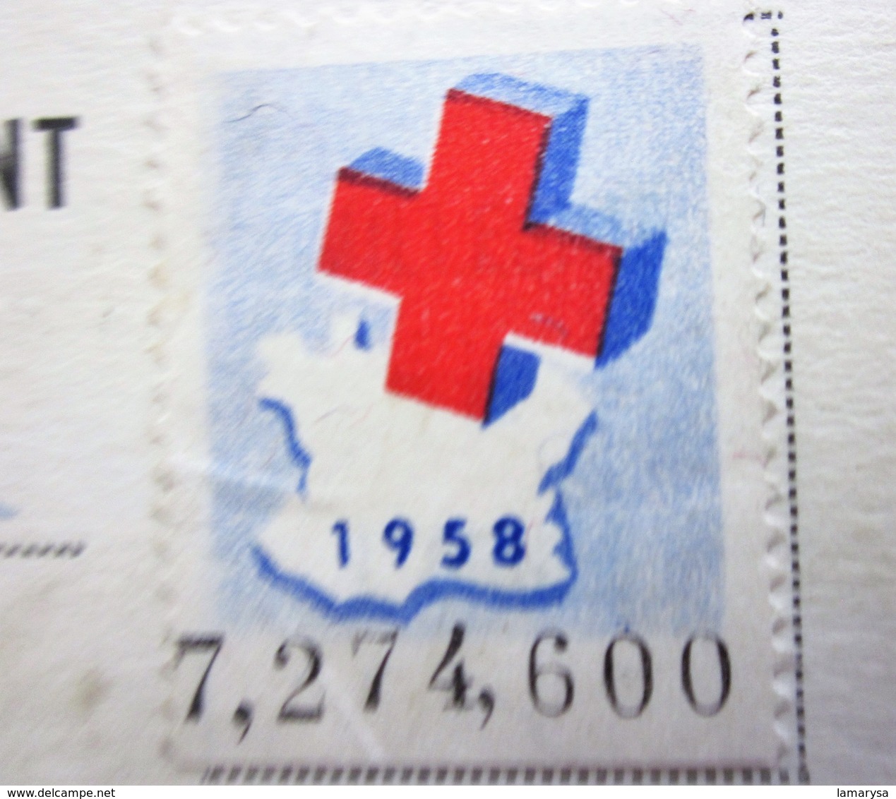 1958 CARTE ADHÉRENT Timbres  Europe  France  Erinnophilie  2 Vignettes Ligue Internationale De La Croix Rouge Française - Red Cross