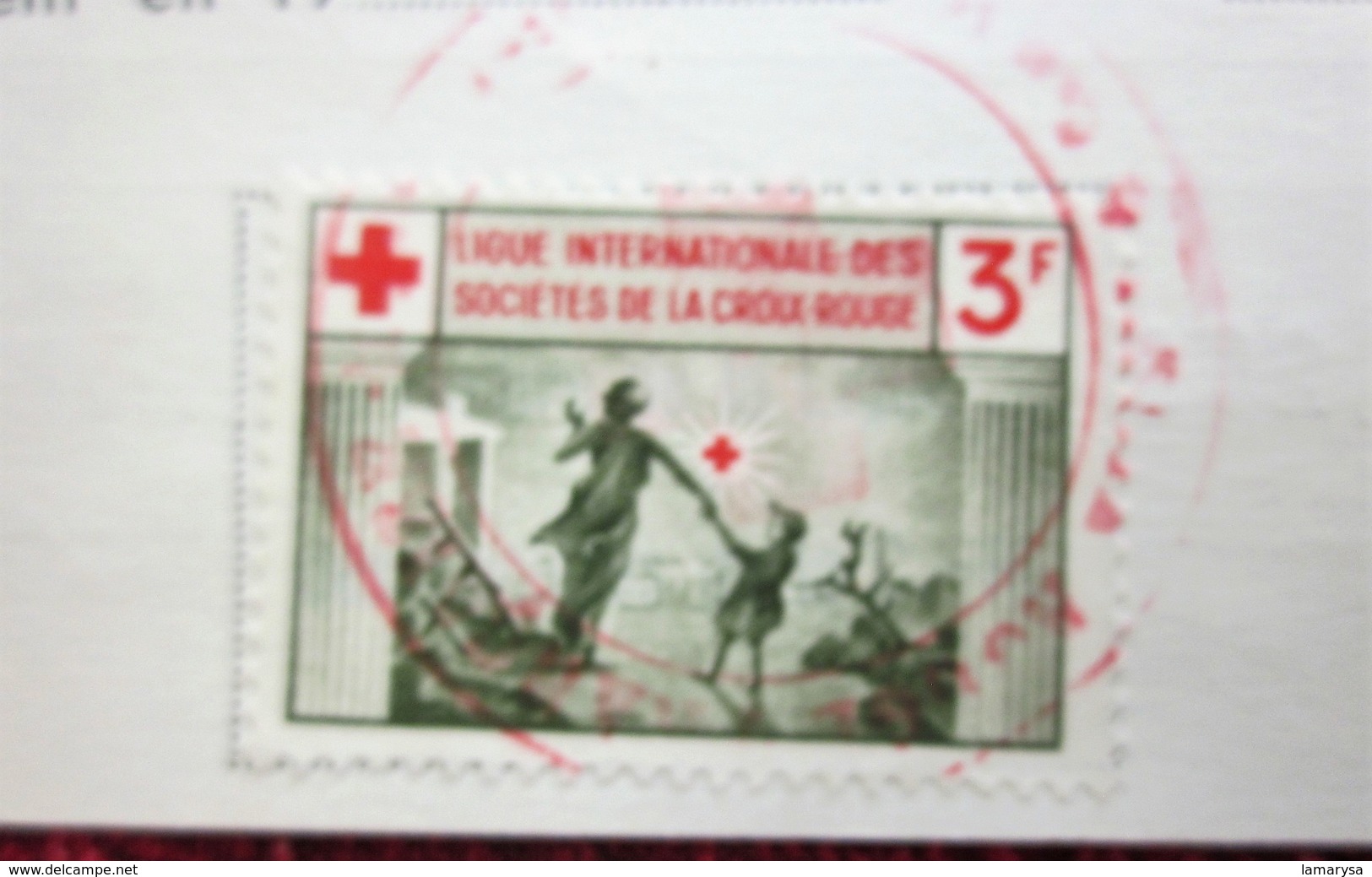 1958 CARTE ADHÉRENT Timbres  Europe  France  Erinnophilie  2 Vignettes Ligue Internationale De La Croix Rouge Française - Red Cross