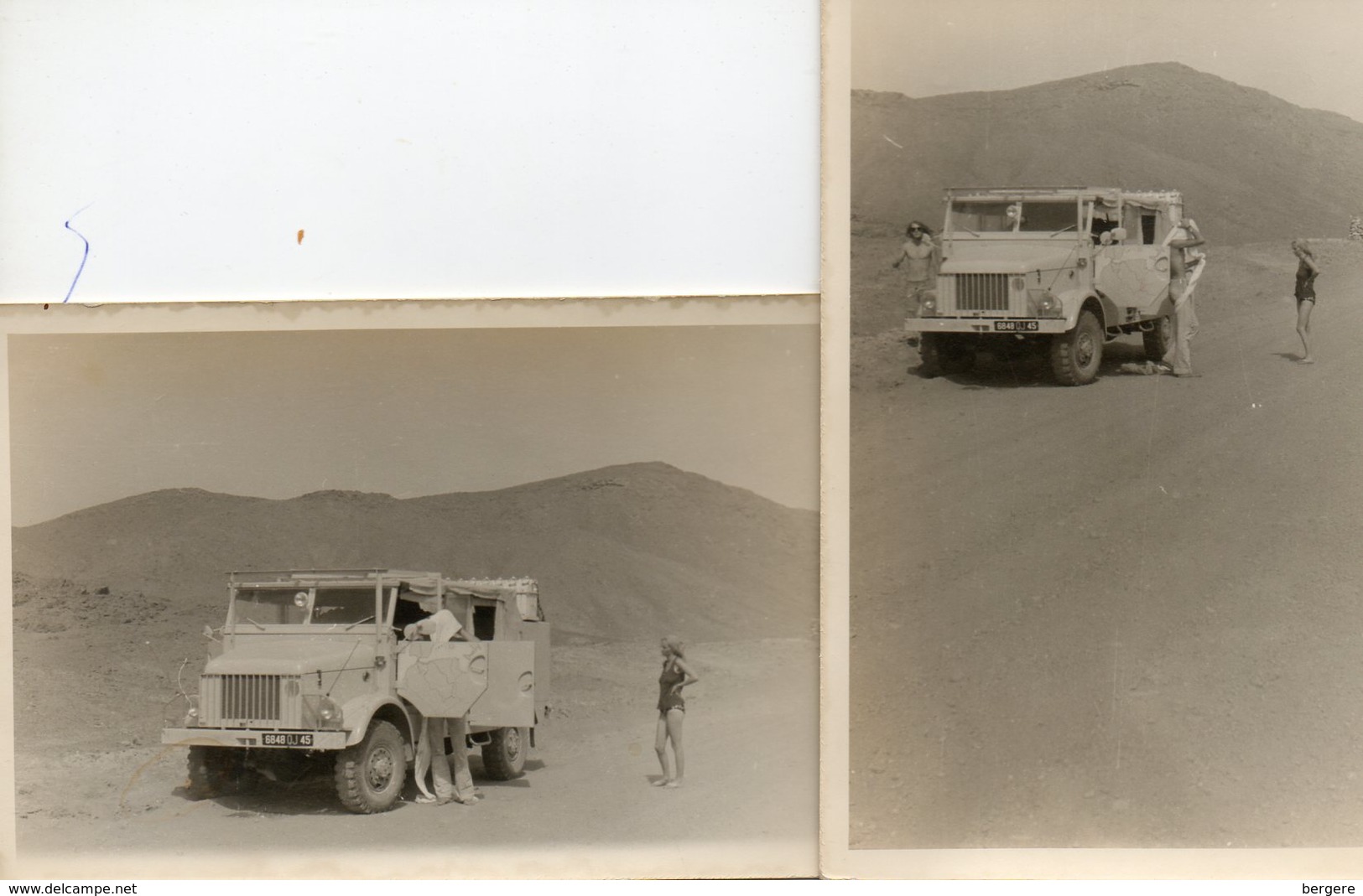 2 Photos 14 X 9 Cms. Véhicule Camion 4x4 Dans Le Désert.  Immatriculé 6848 QJ 45. - Cars