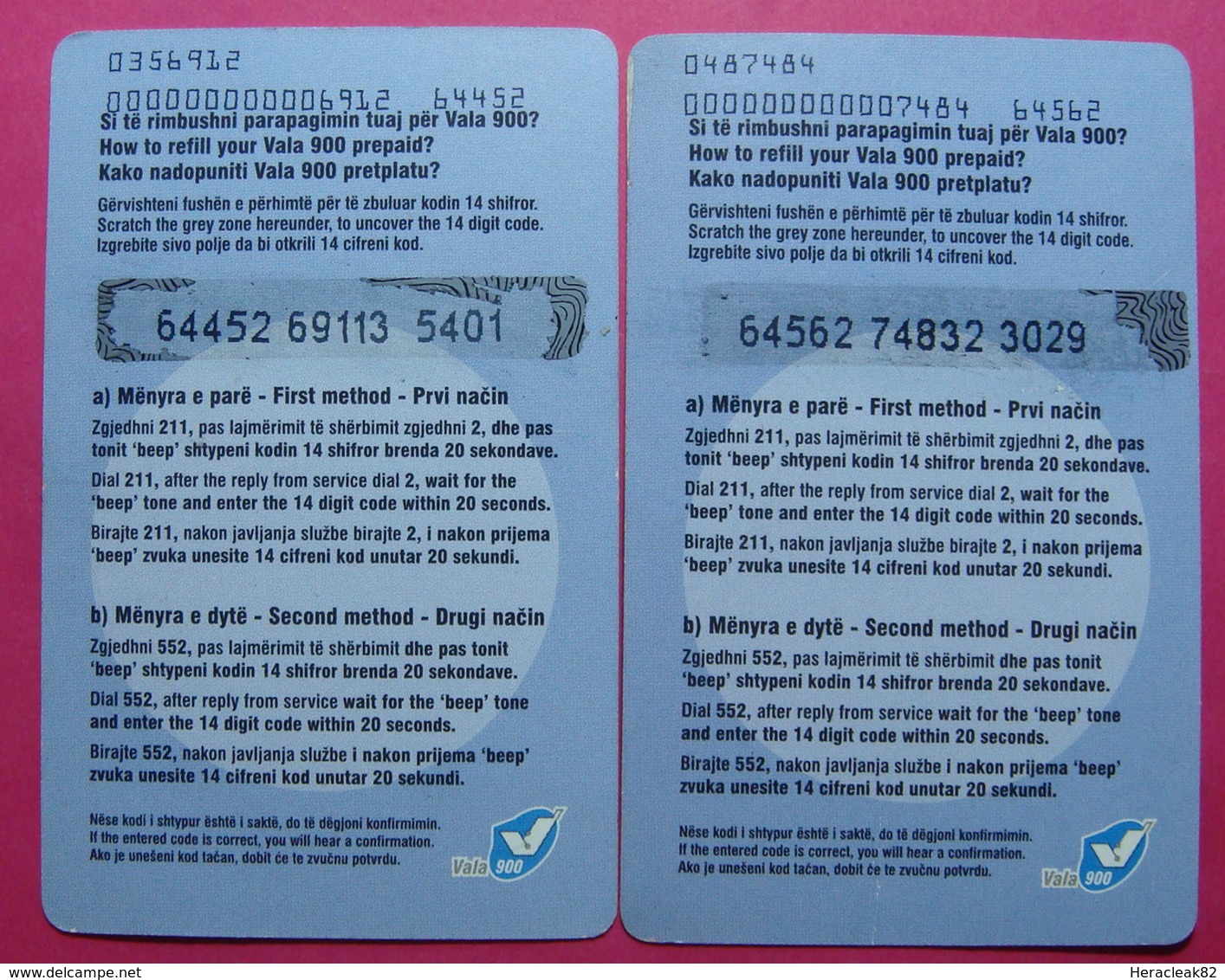 Series 64, Kosovo Lot Of 2 Prepaid Phone CARD 10 Euro Used Operator VALA900 (Alcatel) *Family Mobiling* - Kosovo