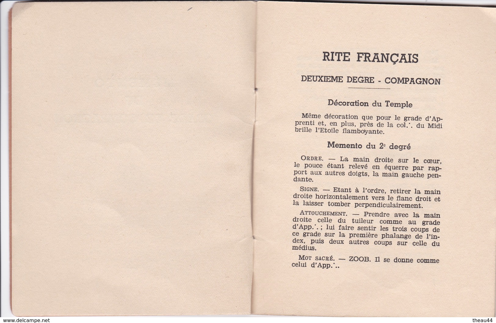 FRANC-MACONNERIE   -  Mémento Du Grade De Compagnon  -  Manuel De 16 Pages - Philosophie & Pensées