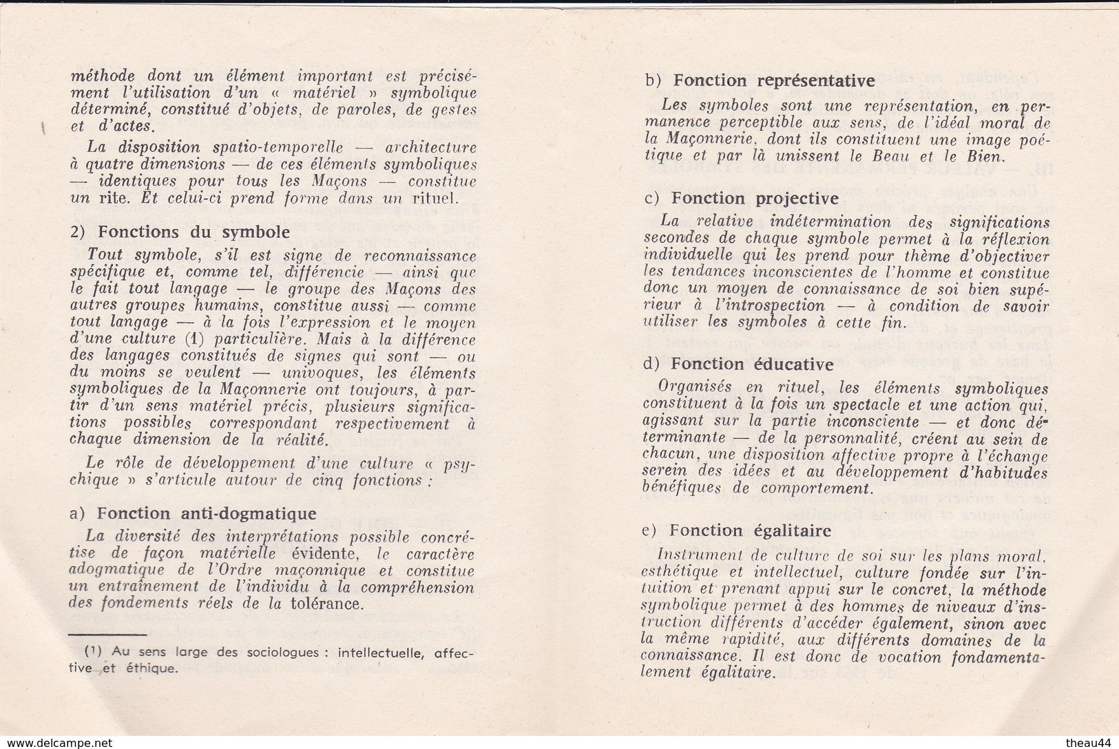 FRANC-MACONNERIE   -  Role Du Symbolisme Dans L'Initiation Maçonnique  -  Manuel De 8 Pages - Philosophie & Pensées