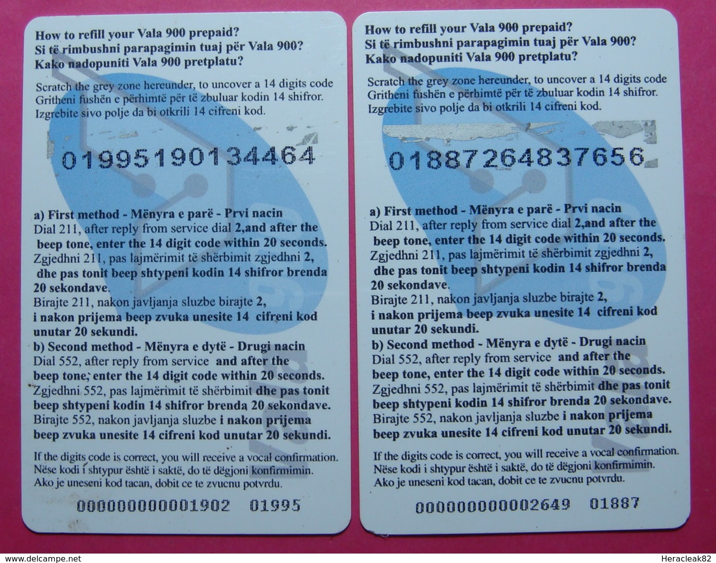 Series 018,019, Kosovo Lot Of 2 Prepaid Phone CARD 10 Euro Used Operator VALA900 (Alcatel) *Big Egg 2 Girls* - Kosovo
