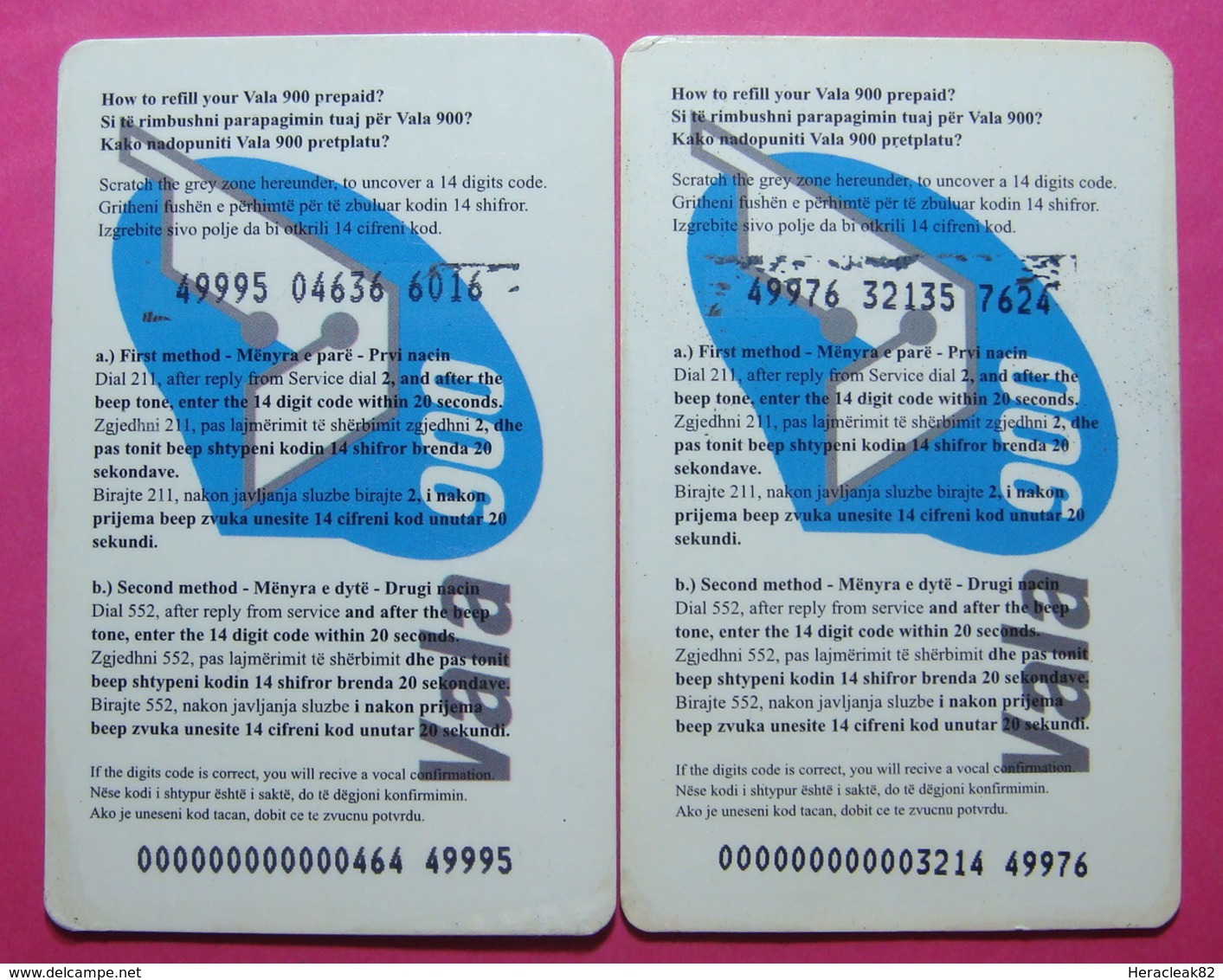 Series 49, Kosovo Lot Of 2 Prepaid Phone CARD 10 Euro Used Operator VALA900 (Alcatel) *Big Egg 2 Girls* - Kosovo
