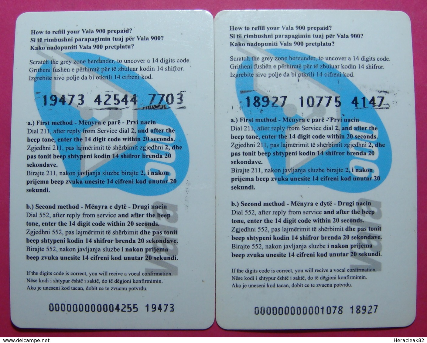 Series 18,19, Kosovo Lot Of 2 Prepaid Phone CARD 20 Euro Used Operator VALA900 (Alcatel) *Eyes* - Kosovo