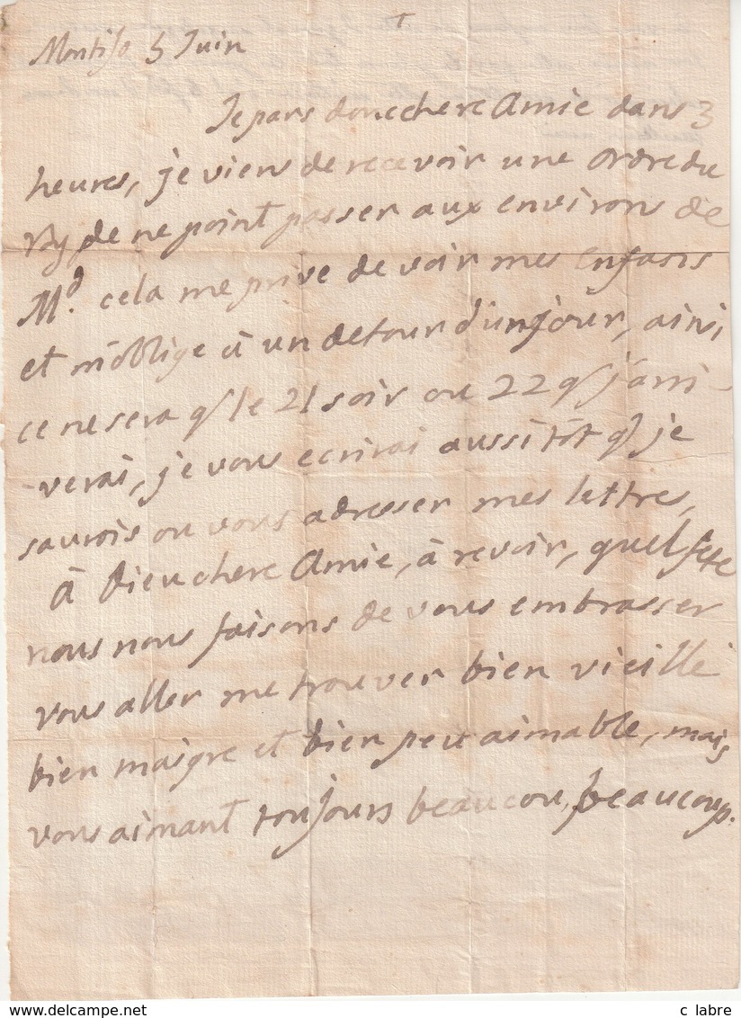 DOCUMENT : LETTRE DE LA MARQUISE DE MONTIJO . FORME DE SAUF CONDUIT DONNE A Mr DE BREMOND . 1808 . - Documents