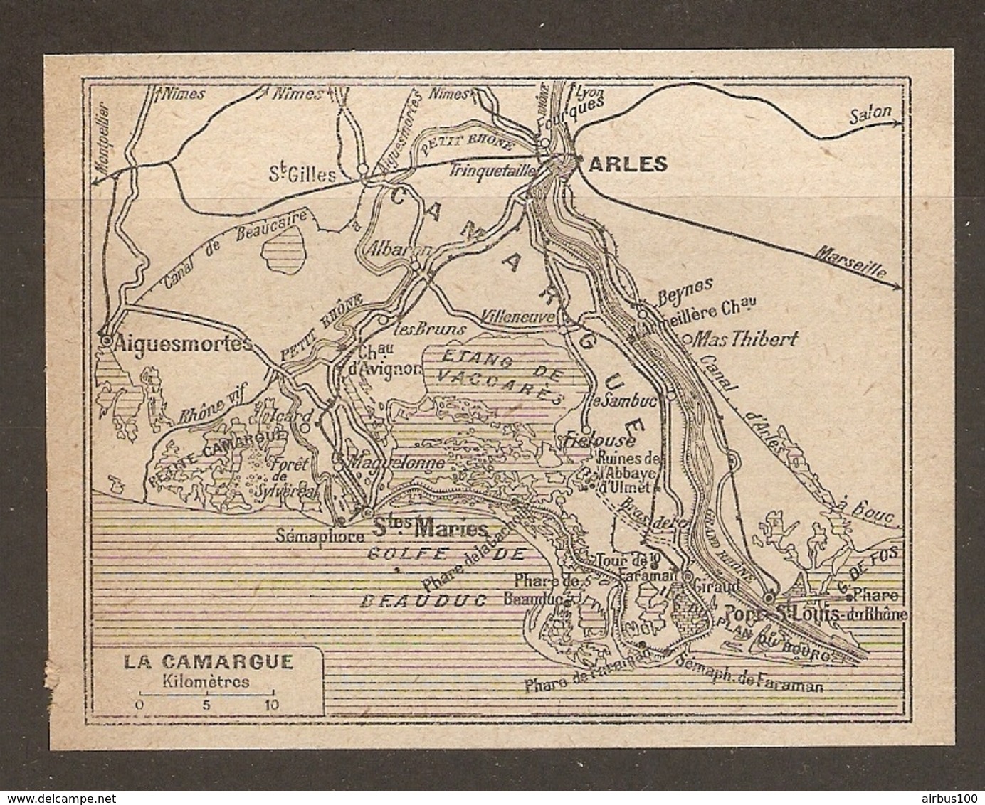 CARTE PLAN 1925 - LA CAMARGUE ARLES AIGUES MORTES SAINTES MARIES ETANG De VACCARES MAS THIBERT PETITE CAMARGUE - Topographical Maps