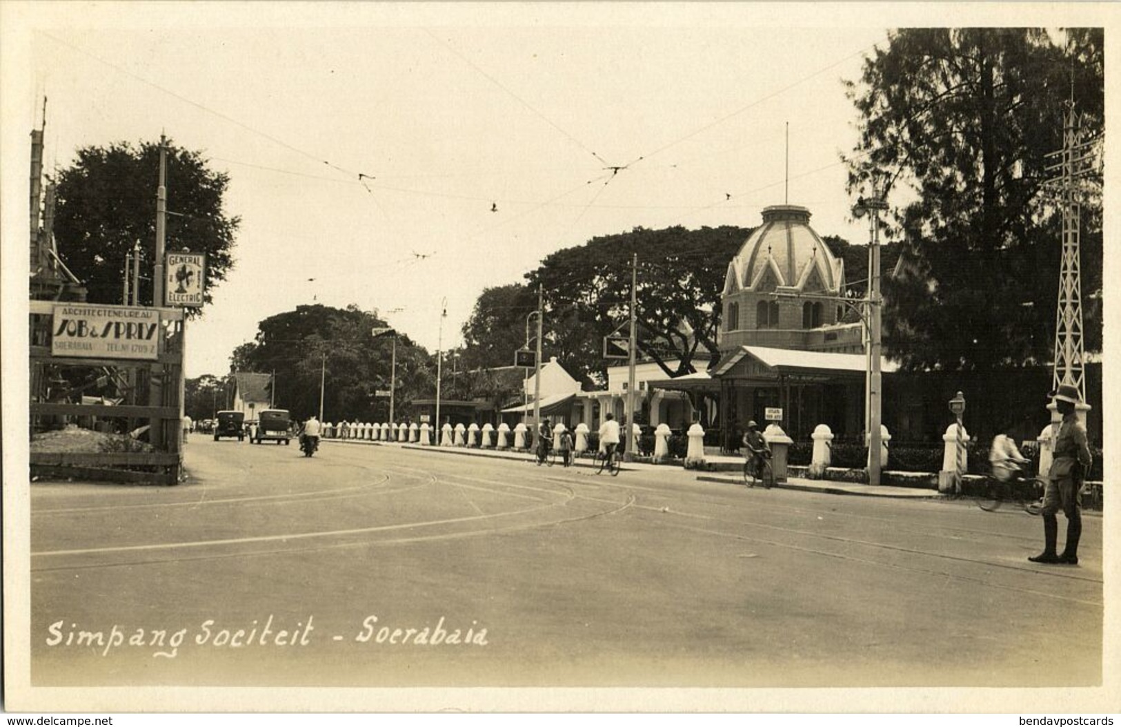 Indonesia, JAVA SOERABAIA, Simpang Sociteit (1920s) RPPC Postcard - Indonesië