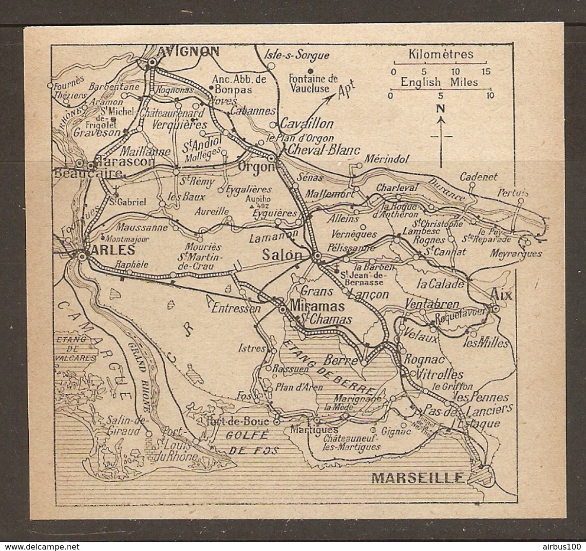 CARTE PLAN 1925 - AVIGNON ORGON SALON MIRAMAS ARLES ETANG De BERRE AIX TARASCON MARSEILLE - Topographische Kaarten